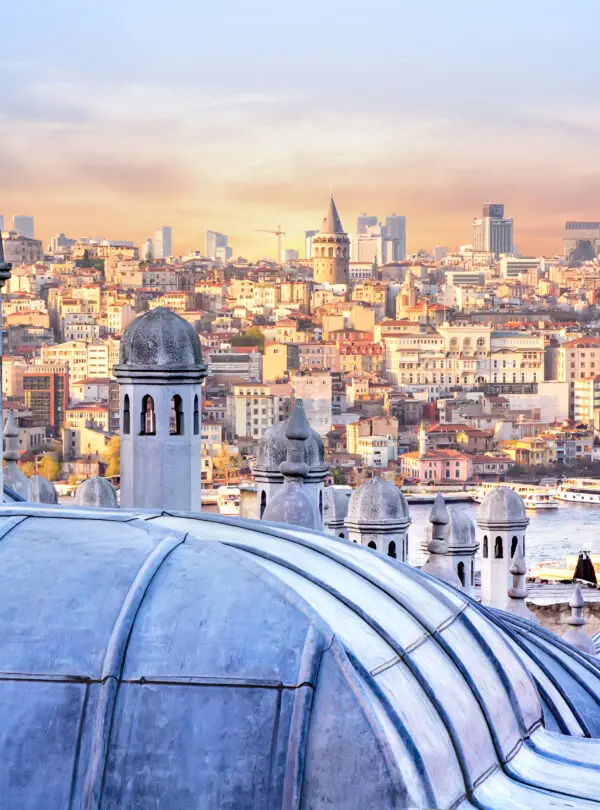 View of Istanbul, the Golden Horn Bay and the dome of the Hagia Sophia